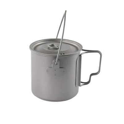 China 1100ml Outdoor Cooking Pot And Pan Pure Titanium Cookset Outdoor Camping Ultralight Titanium Cookware for sale