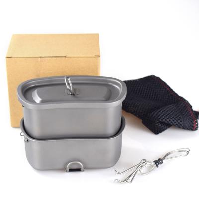 China Non-Toxic Ultralight Portable Titanium Cooking Mess Kit For Outdoor Camping 1100ml for sale