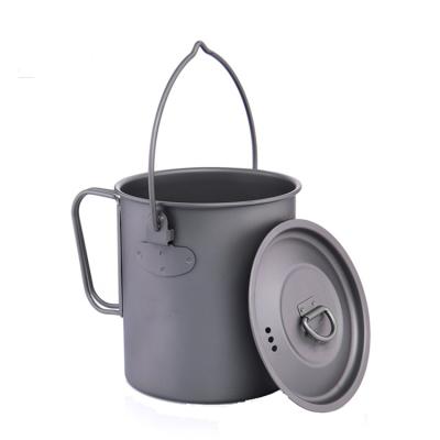 China Outdoor Camping Hiking Traveling Pot 750ml Custom Hanging Ultralight Titanium Camping Pot With Bail Handle for sale