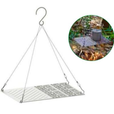 China Ultralight Outdoor Camping Hiking Picnic Firewood Barbecue Campfire Grill Titanium Hanging Dish For Camping for sale