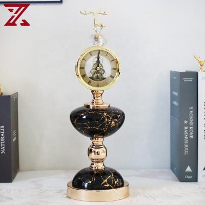 China Antique style custom printed retro antique metal mini table clock for office living room desk for sale