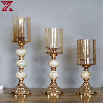 China Home Decoration Factory Made Colorful Ceramics With Iron Metal Glass Top Candle Holders For Party Decor for sale