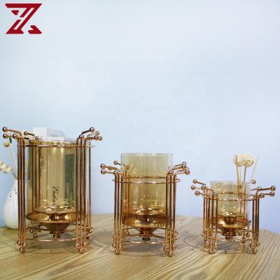 China Wholesale Modern Simple Design Metal Candle Holder With Glass Top Candlesticks For Home Decor for sale