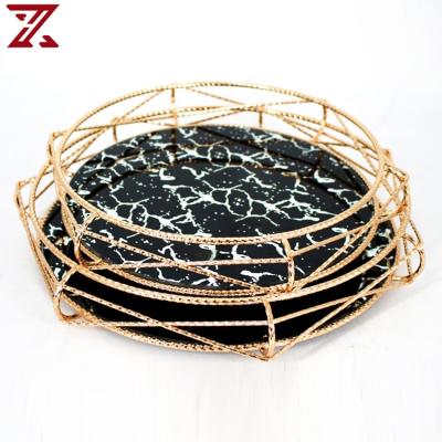 China Home Decorations.Gifts newest line iron metal stand with gold mirror fruit multi-size tray for home decor for sale