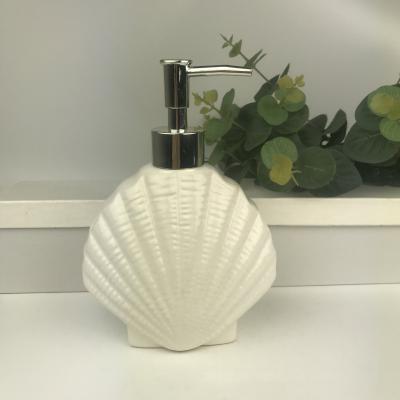 China Modern Ceramic Soap Dispenser Seashell Hand Soap Dispenser Liquid Bathroom Accessory For Essential Oils Lotions for sale