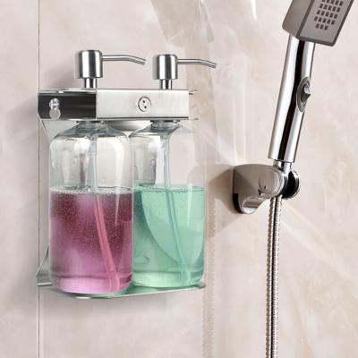 China Double Hand Press Modern Glass Soap Dispenser Stainless Soap Dispenser for sale