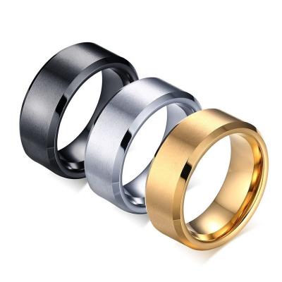 China Fashion Jewelry 2021 Punk Custom 18k Gold Filled Tungsten Carbide Black Silver Rings Ease Mens Womens Fit Wedding Band for sale