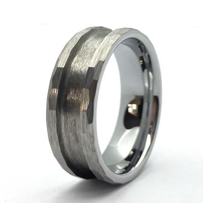 China BOHIME Customized Small Tungsten Hammered Wide Opal Meteorite Channel Setting Rings Blank Ring MOQ 8MM Crushed For Inlay for sale