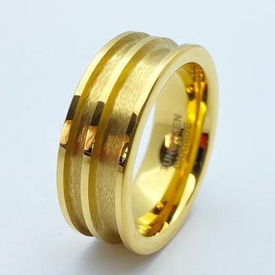 China BOHEMIA Custom 8mm Mens Womens 18k Gold Plated Tungsten Carbide Rings Blank For Inlay With Dual Channel for sale