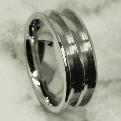 China CLASSIC Custom Jewelry Making 2.5mm Flute 316L Stainless Steel Double Channel Ring Blank 8mm Wide for sale