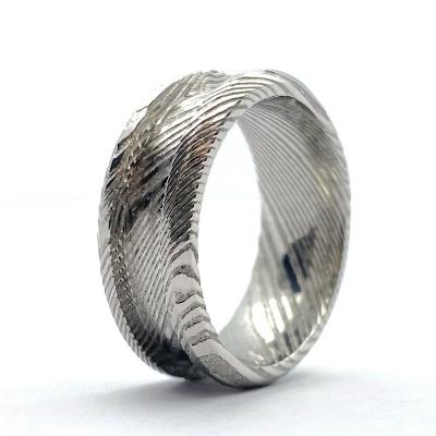 China Casual/Sporting 4mm Neck Setting For Wood Opal Carbon Fiber Twisted Damascus Ring Blank 8mm Wide for sale