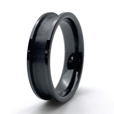 China CLASSIC Customize MOQ 6mm Low Flat Edge Black Ceramic Ring Core Blank 4mm Channel For Inlay for sale