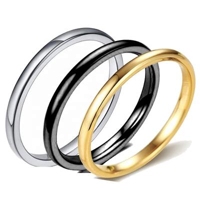 China Shenzhen Light Weight Custom Silver Black Gold Dome 2mm Simple Pure Titanium 3mm Thin Rings For Girl Hypoallergenic Lightweight for sale