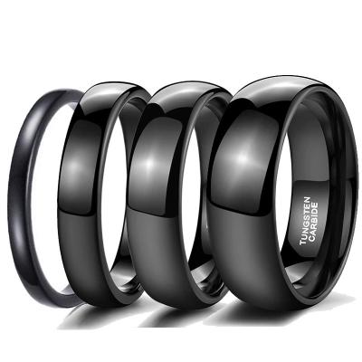 China CLASSIC 2mm 4mm 6mm 8mm Wholesale Single Dome Tungsten Carbide Polish Black Rings For Boy Girl Promise Ring for sale