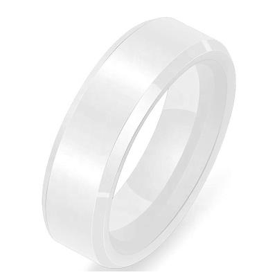 China Romantic High Quality White 6mm Ceramic Engraved Ring Of Ring Simple Plain Wedding Band For Men for sale