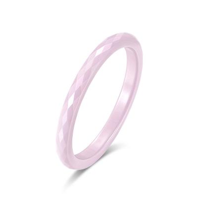 China Wholesale 2mm Cute Thin Cute Black Pink Faceted Ceramic Finger Rings Allergy Free Jewelry For Girls for sale