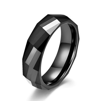 China Custom Made Men's Black Faceted Zirconia Ceramic Engagement Ring Minimalist Simple No Fade Ring Special Jewelry CLASSIC for sale