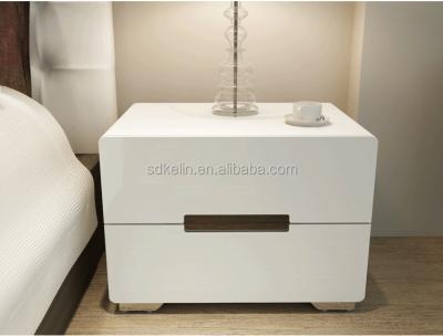 China PANEL Lacquered Modern White Bedside Cabinet Bedroom Bedside Table for sale