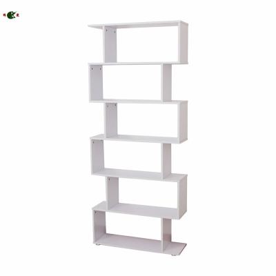 China Traditional S Shape MDF Particle Wood Plywood Book Shelves From Chinese Factory for sale