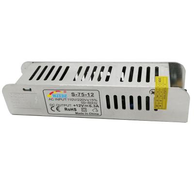 China Hot Sale OEM Slim Lighting Power AC To DC 12V 75W Slim Driver Led Transformer S-75-12 for sale