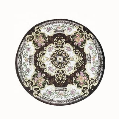 China Wholesale Washable High-Grade Brand New European Round Carpet Jacquard Bedroom Living Room Dining Study Chair Floor Mat for sale