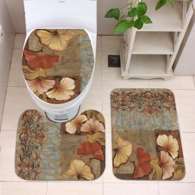 China New Pattern Fashion Washable Custom Design Carpet Three-Piece Style Toilet Beautiful Carpet for sale