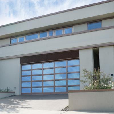 China Contemporary Aluminum Glass Garage Door With Pedestrian Door for sale