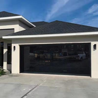 China Modern Black Mirror Frameless Full View Glass Garage Door for sale