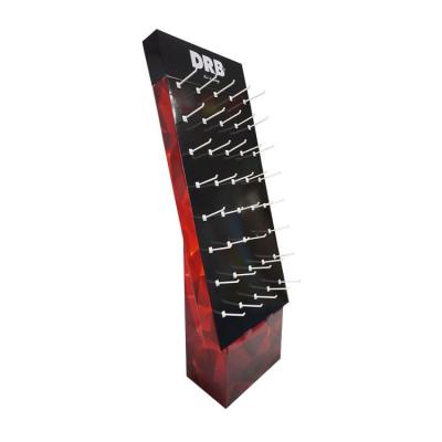 China Shop China Manufacturer Retail Custom Cardboard Hook Display For Socks Stand Up Corrugated Peg Hook Display Rack for sale