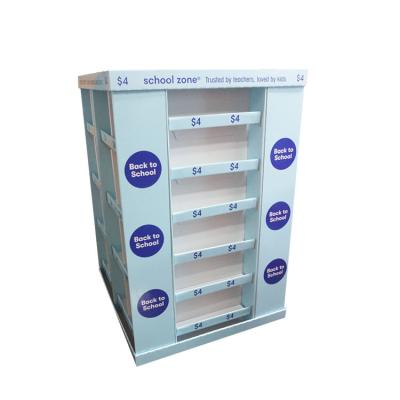 China Store Custom Design Promotion Cardboard Full Sides Pallet Display Stand Units for sale