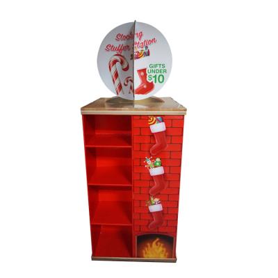 China Retail Customized Store Pop Paper Pallet Display Cardboard Supermarket Promotion Christmas Floor Standing Display Rack for sale