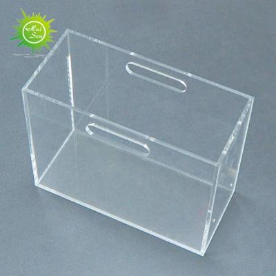 China Modern Luxury Square Document Magazine Holder Desktop Paper Box File Storage Clear Acrylic Organizers for sale