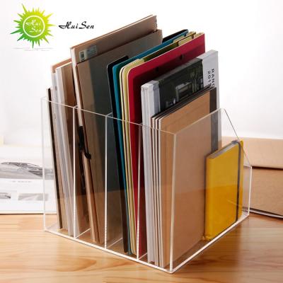 China Eco-friendly HUISEN Office Quality OEM Quality Acrylic Magazine Brochure Holder Plastic Paper File Holder for sale