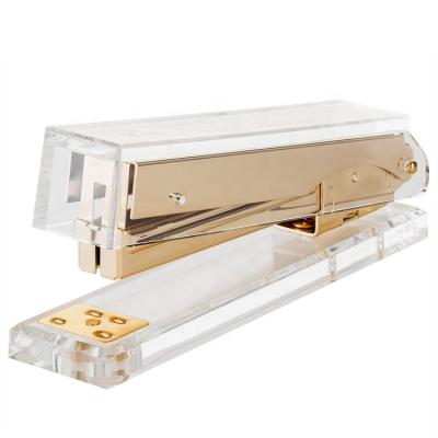 China Luxury stylish HUISEN branded factory price clear acrylic stapler funcy metal paper stapler for office for sale