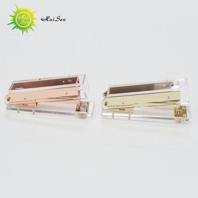 China Husien Fashion Convenient Stapler Rose Gold Stainless Steel Desktop Acrylic Stapler New for sale