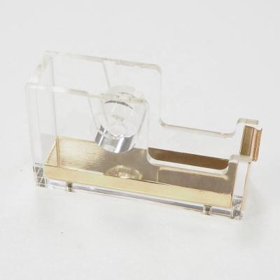 China Luxury Clear Acrylic Huisen Rose Gold Convenient Strip Desktop Dispenser for Office for sale