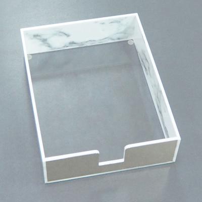 China Huisen Modern Luxury Office Document A4 Paper Letter Tray Acrylic Marble Desk Organizer for sale