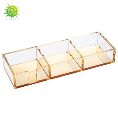 China Gift Huisen Office Gift Gold Desk Accessories Promotional Acrylic Sticky Notes Holder With Cube Memo Pad 320 Sheets for sale