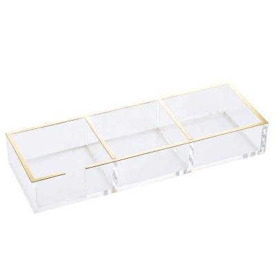 China Transparent Acrylic Sticky Note Pad Desk Holder Desktop Stationery Organizer for sale