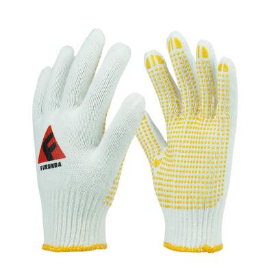 China PVC Dotted Gloves Single Sides Double Sides PVC Dotted Cotton Gloves PVC Dotted Working Gloves For Construction Work for sale