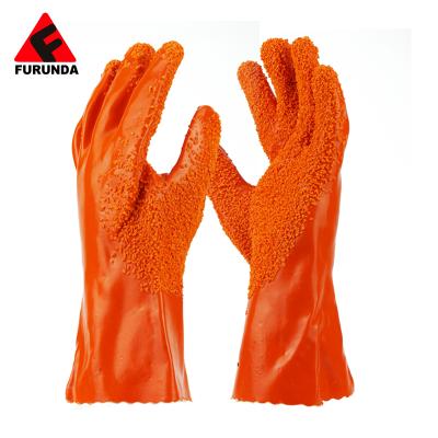 China Durable Fully Coated PVC Gauntlet Gloves Liquid Proof Work Gloves for sale