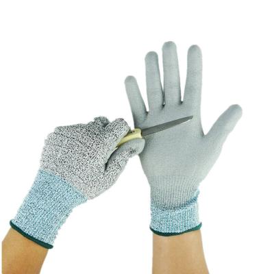 China Oil Resistant EN388 Level-5 HPPE Anti-Cut High Performance PU Coated Safety Gloves for sale