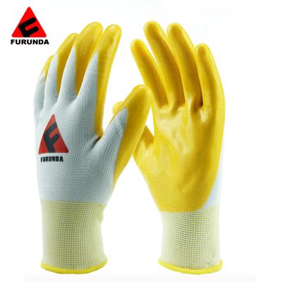 China Breathable Nitrile Coated Gloves Polyester Safety Work Gloves Cheap Nitrile Work Gloves for sale