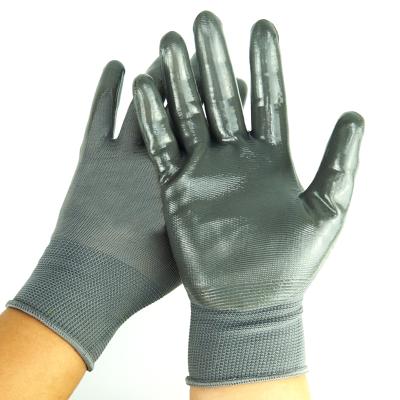 China Widely Applied Wholesale Polyester Smooth Palm Nitrile Coated Work Gloves For Installation Maintenance for sale