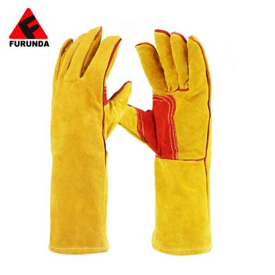 China Chinese Leather Gloves Supplier Direct Selling Flame Retardant Welding Gloves Hand Heat Insulation Welding Gloves for sale