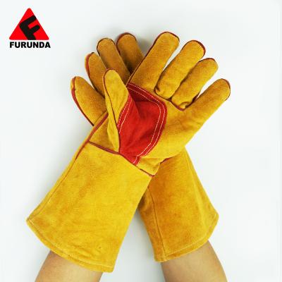 China High Quality Yellow Leather Warm Welding Gloves Winter Welding Gloves Leather Glove Cow Split Welding Gloves for sale