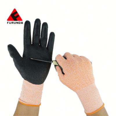 China Level 5 En388 4131 Anti-Cut Red Nylon PU Plam Coated Breathable Safety PU Work Gloves for sale