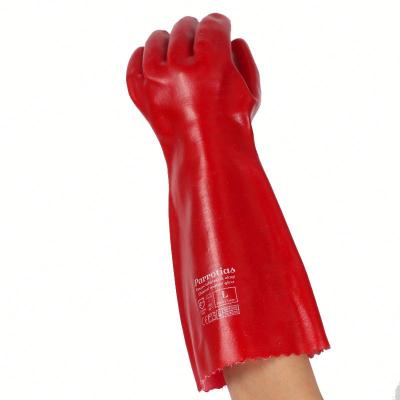 China Long Sleeve Water Proof PVC Waterproof Anti-Slip Glove Fish Resistant PVC Cleaning Gloves Acid And Alkali Gloves for sale