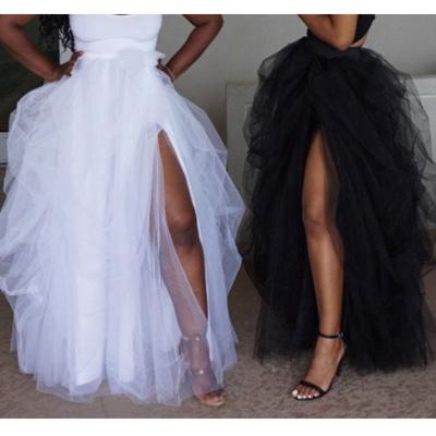 China High Elastic Anti-Static Faldas Mujer Saias de Front Split Party Girl Tutu Skirt for sale