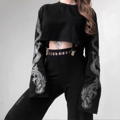 China Fashion Breathable Wholesale European Women Sleeves Printed Hoody Shirts for sale